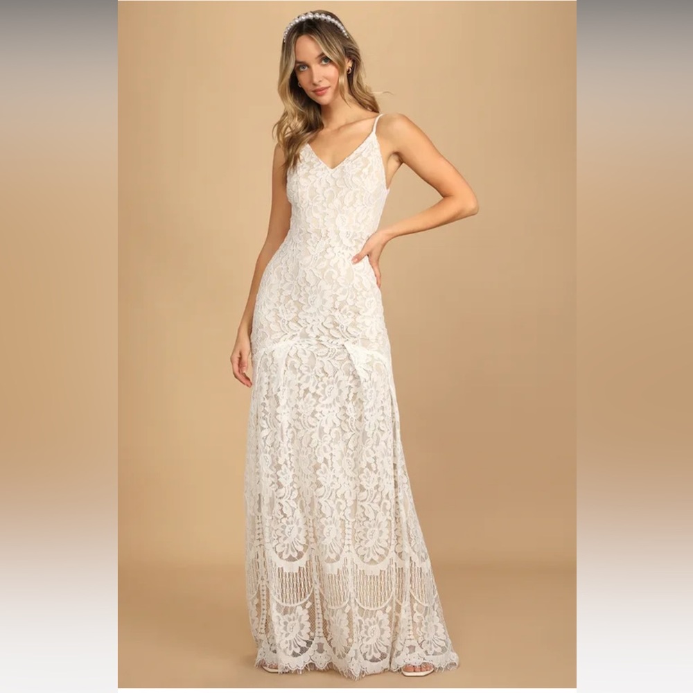 NWT Flynn White Lace Maxi Dress